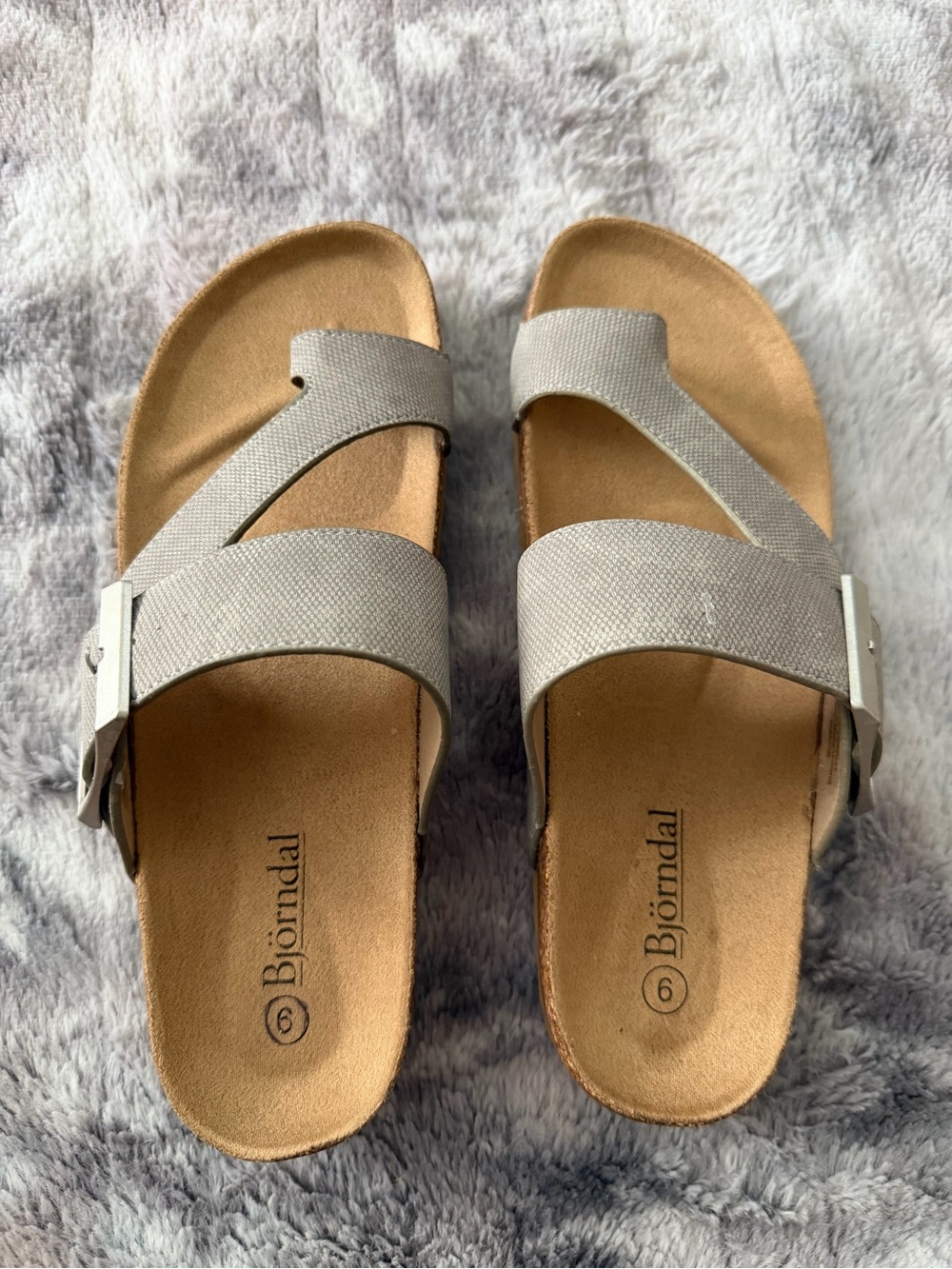 Bjorndal Light Gray Adjustable Buckle Slide Sandals